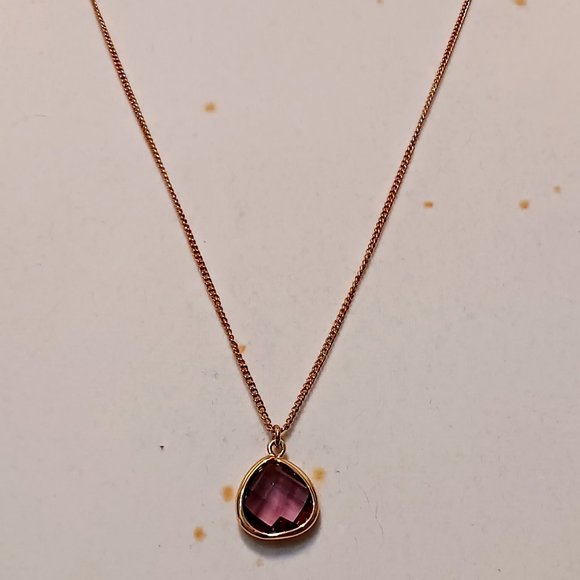 Express Jewelry - Express Gold Tone Chain Necklace with Purple Teardrop Crystal Pendant